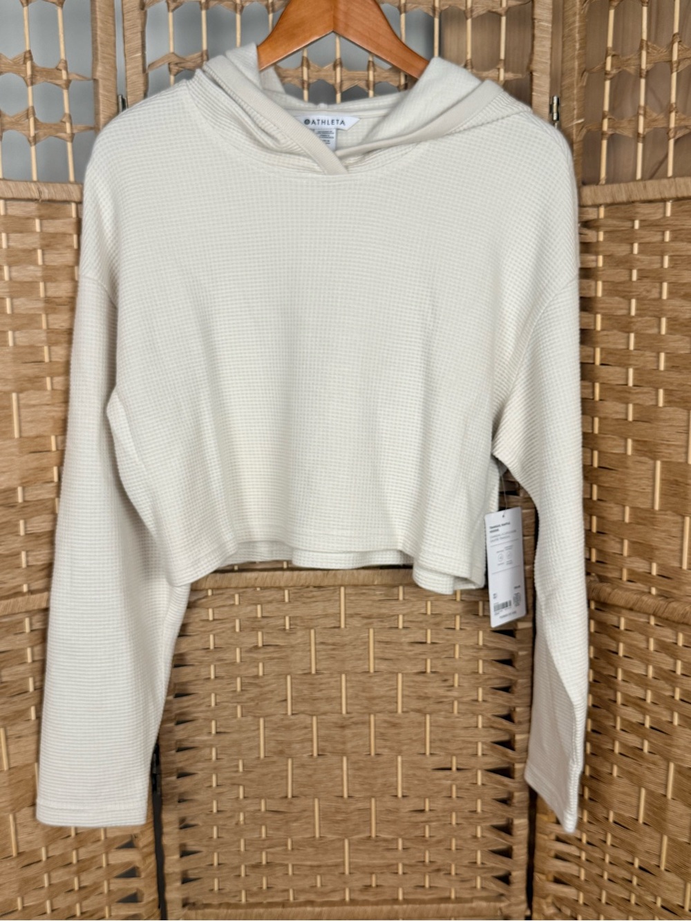 NWT Athleta Tranquil Waffle Hoodie Size Small Bone